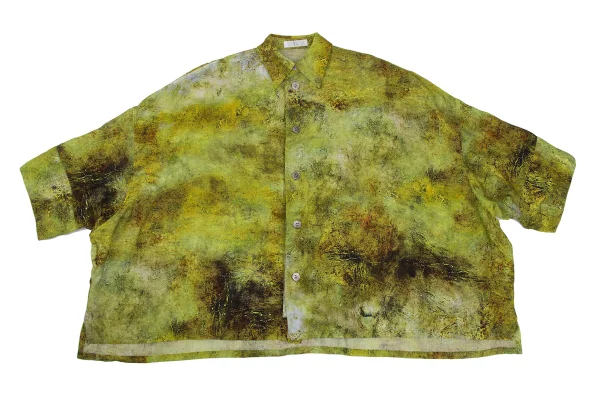 Y's Wool Transfer Graphic Print Wide Silhouette Short Sleeve Shirt K-168736_002