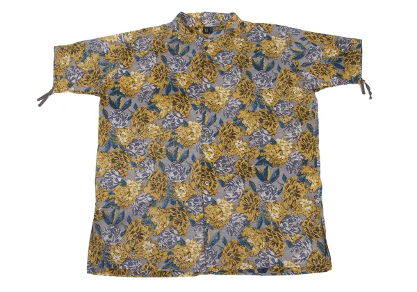 Y's Cotton Linen Floral Print Band-collar Short Sleeve Shirt K-168737_002