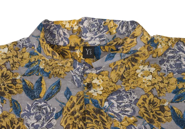 Y's Cotton Linen Floral Print Band-collar Short Sleeve Shirt K-168737_003