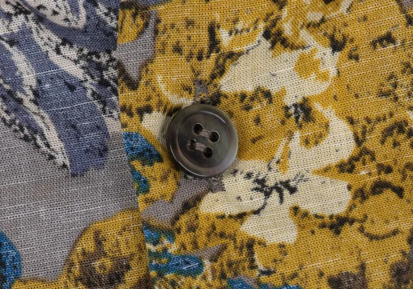 Y's Cotton Linen Floral Print Band-collar Short Sleeve Shirt K-168737_004