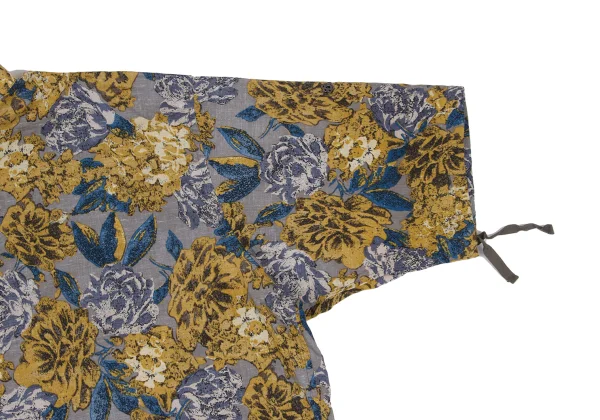 Y's Cotton Linen Floral Print Band-collar Short Sleeve Shirt K-168737_005