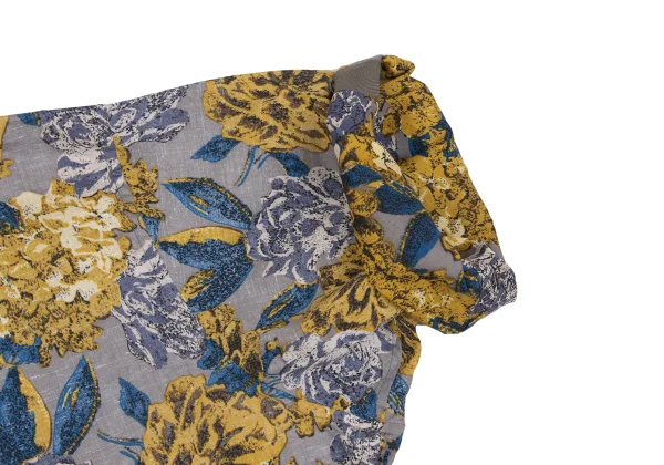 Y's Cotton Linen Floral Print Band-collar Short Sleeve Shirt K-168737_007