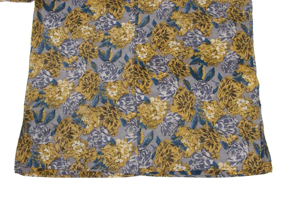 Y's Cotton Linen Floral Print Band-collar Short Sleeve Shirt K-168737_009