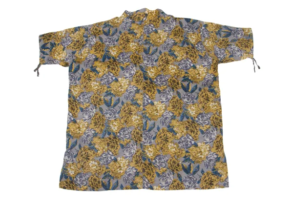 Y's Cotton Linen Floral Print Band-collar Short Sleeve Shirt K-168737_012