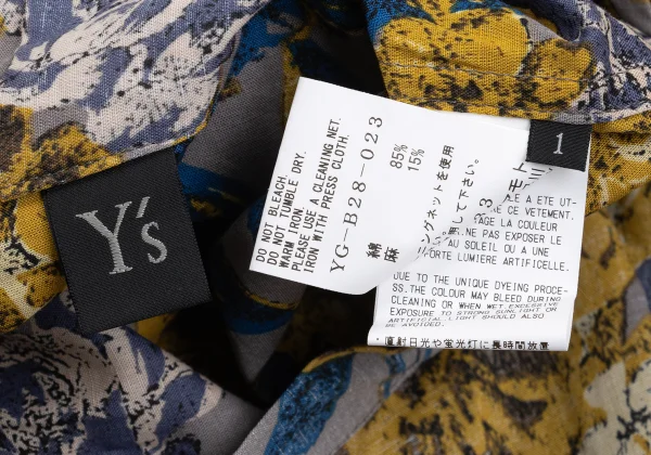 Y's Cotton Linen Floral Print Band-collar Short Sleeve Shirt K-168737_016