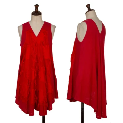 Y's Cotton Blend Floral Jacquard Switching V-neck Long Tank Top