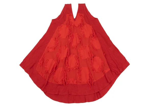 Y's Cotton Blend Floral Jacquard Switching V-neck Long Tank Top K-168740_002