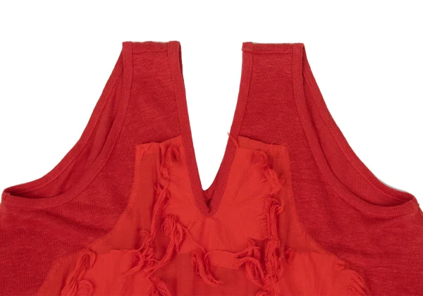 Y's Cotton Blend Floral Jacquard Switching V-neck Long Tank Top K-168740_004