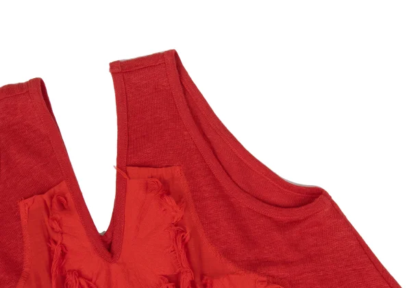 Y's Cotton Blend Floral Jacquard Switching V-neck Long Tank Top K-168740_005