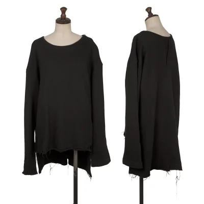 Y's Cotton Blend Cut-off Hem Design Sweat