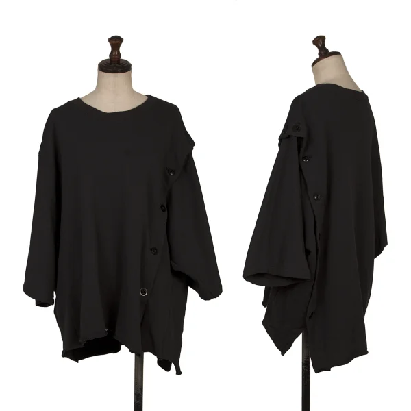 ワイズY's コットンサイドボタン着脱デザインドルマンスウェット 黒2