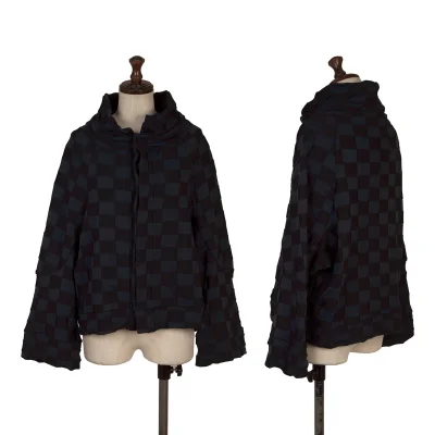 Y's Checker Woven Knit Cardigan