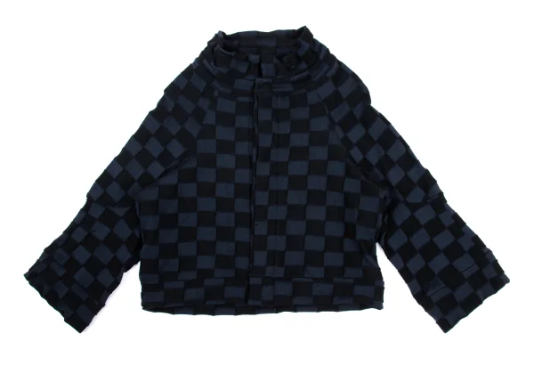 Y's Checker Woven Knit Cardigan K-168746_002