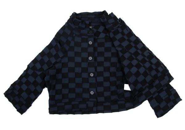 Y's Checker Woven Knit Cardigan K-168746_009