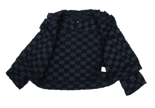 Y's Checker Woven Knit Cardigan K-168746_010