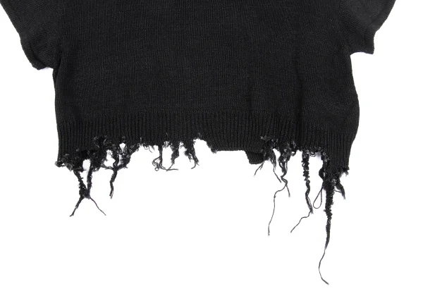 Y's Distressed Design Short Sleeve Knit Sweater K-168748_005