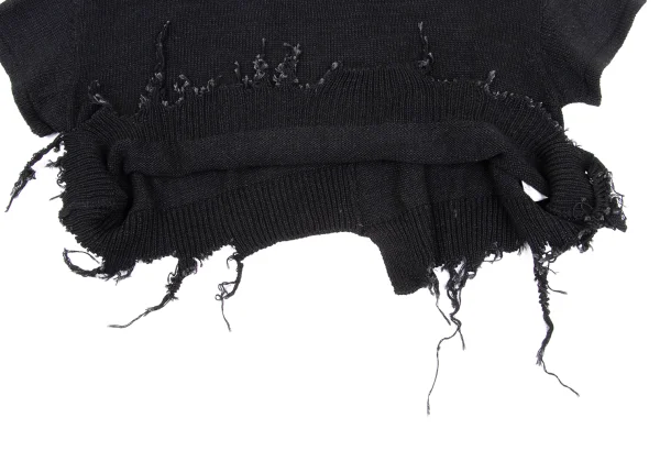 Y's Distressed Design Short Sleeve Knit Sweater K-168748_008