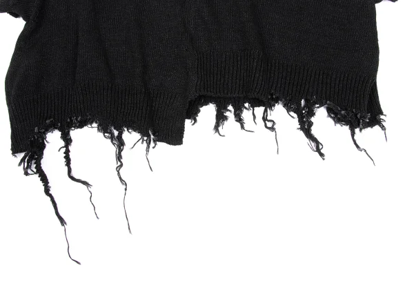 Y's Distressed Design Short Sleeve Knit Sweater K-168748_010