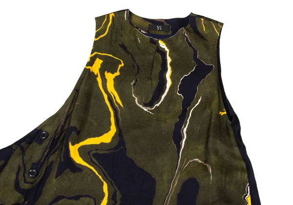 Y's Marble Printed Side Button Design Sleeveless Dress K-168751_003