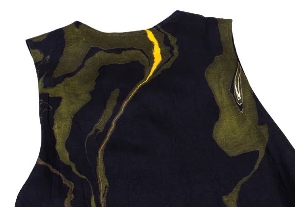 Y's Marble Printed Side Button Design Sleeveless Dress K-168751_011