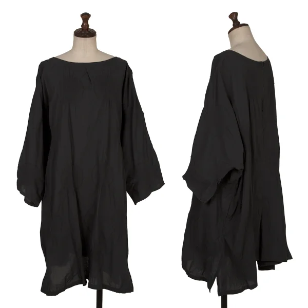 ワイズY's コットン混シャーリングドットデザインドルマンチュニック チャコール2