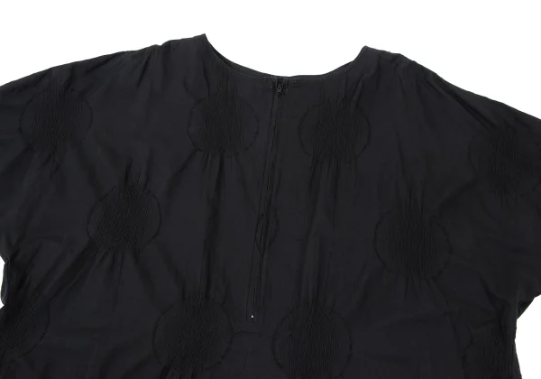 Y's Cotton Dot Shirring Woven Half Zipper Dress K-168754_003