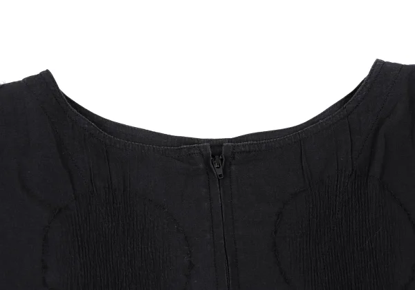 Y's Cotton Dot Shirring Woven Half Zipper Dress K-168754_004