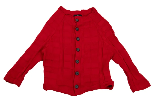 Y's Checker Woven Knit Cardigan K-168756_002