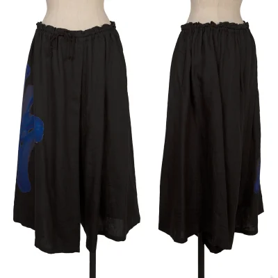 Y's Graphic Printed Linen Dropped Crotch Pants