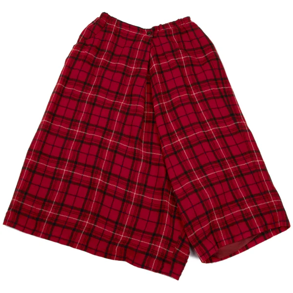 Y's Wool Check Asymmetry Wide  Dropped Crotch Pants K-168759_002