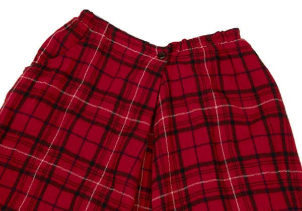 Y's Wool Check Asymmetry Wide  Dropped Crotch Pants K-168759_003