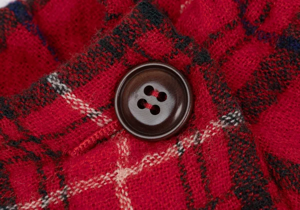 Y's Wool Check Asymmetry Wide  Dropped Crotch Pants K-168759_005