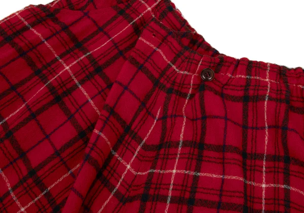 Y's Wool Check Asymmetry Wide  Dropped Crotch Pants K-168759_006