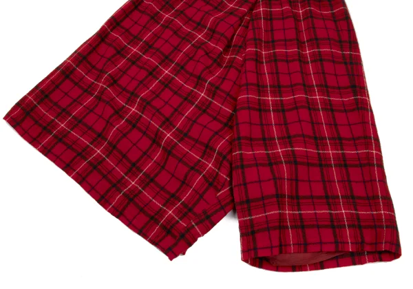 Y's Wool Check Asymmetry Wide  Dropped Crotch Pants K-168759_008