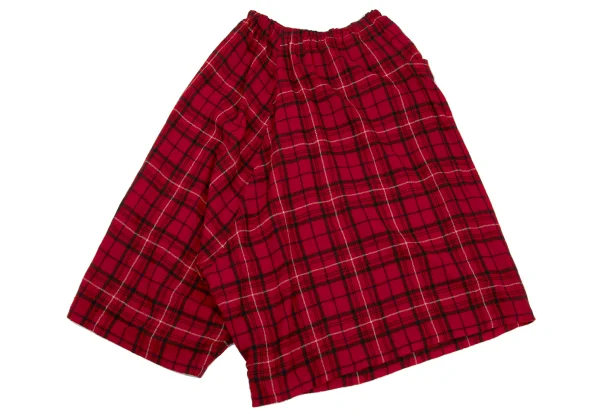 Y's Wool Check Asymmetry Wide  Dropped Crotch Pants K-168759_011