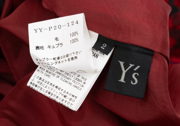 Y's Wool Check Asymmetry Wide  Dropped Crotch Pants K-168759_015