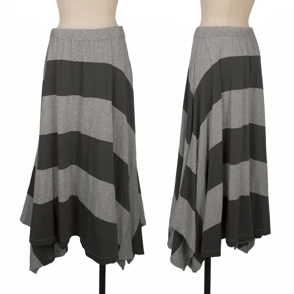 Y's for living Cotton Striped Panel Design Flare Skirt Grey,Charcoal S-M K-168772_001