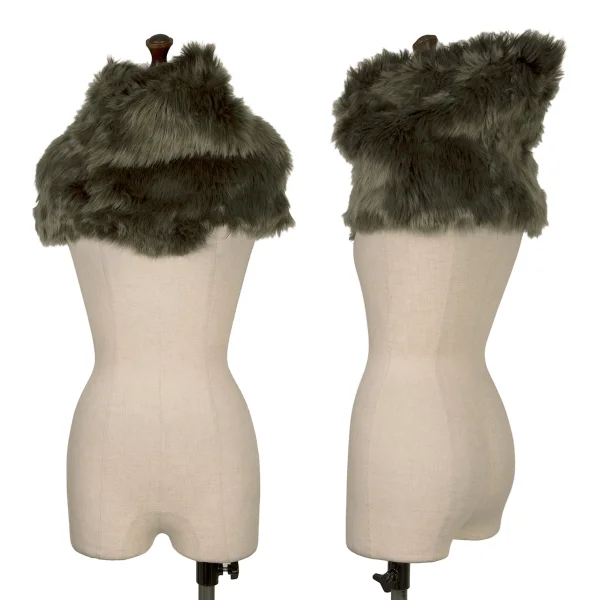 s'yte Faux Fur Snap Button Shawl Khaki S K-168777_001