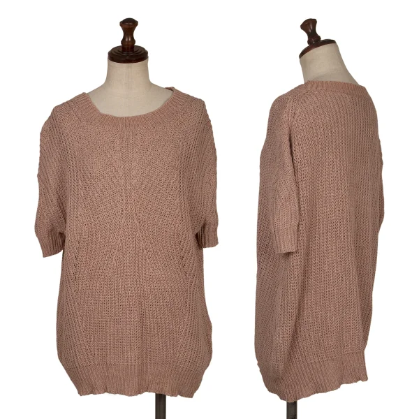 plyy by RAGNE KIKAS Cashmere Blend Cotton Low-gauge Short Sleeve Knit Pink 2 K-168778_001