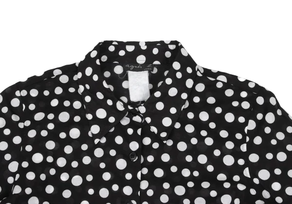 agnes b. Cotton Dot 3/4 Sleeve Sheer Blouse K-168784_003