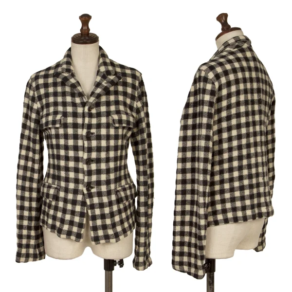 robe de chambre COMME des GARCONS Fulling Wool Checker Jacket Black,Ivory S-M K-168790_001