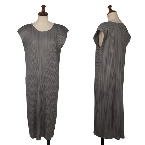 PLEATS PLEASE Pleated Sleeveless Dress Grey 5 K-168811_001