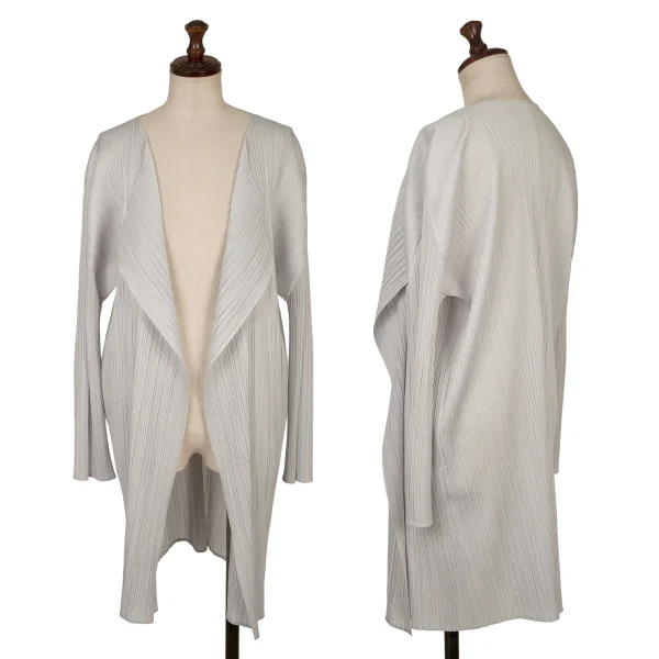 PLEATS PLEASE Pleated Buttonless Long Cardigan Grey 3 K-168812_001
