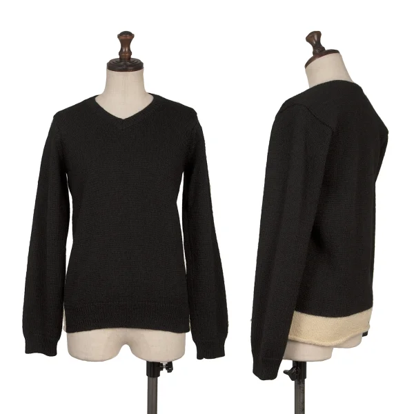 tricot COMME des GARCONS Hem Switching V Neck Knit Sweater Black S-M K-168819_001