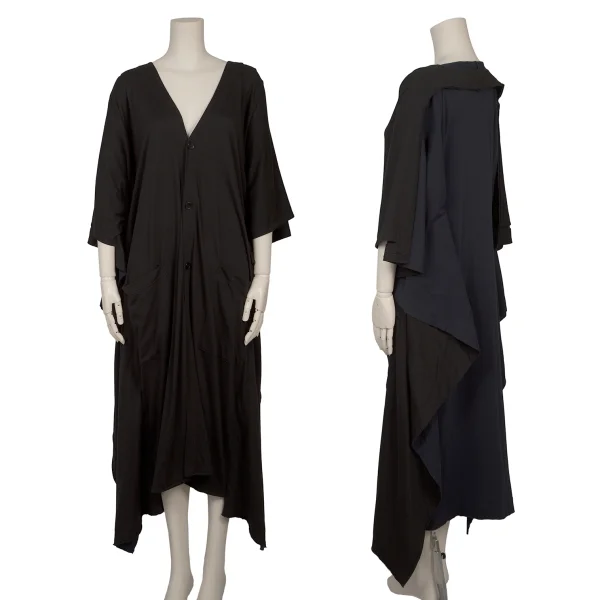 Ground Y Cotton Jersey Bi-Color Poncho Black,Navy 1 K-168820_001