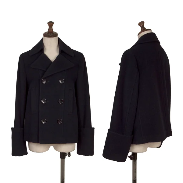 tricot COMME des GARCONS Wool Nylon Folded Sleeves Pea Coat Navy S-M K-168822_001