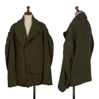 Y's Wool Mossa Off Shoulder Motorcycle Jacket