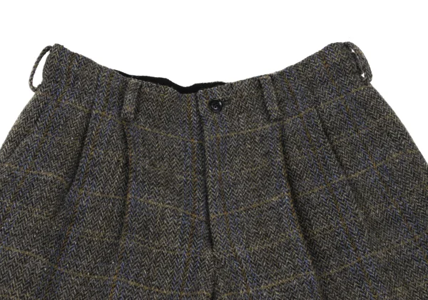 Y's Wool Check Tweed Hem Cut Off Cropped Pants K-168824_002
