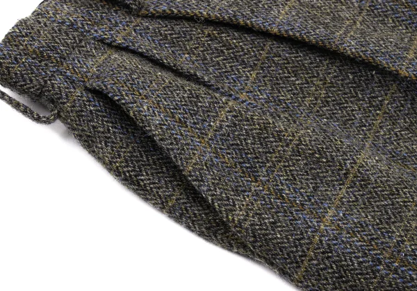 Y's Wool Check Tweed Hem Cut Off Cropped Pants K-168824_005