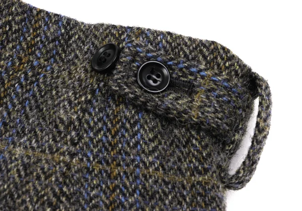 Y's Wool Check Tweed Hem Cut Off Cropped Pants K-168824_011